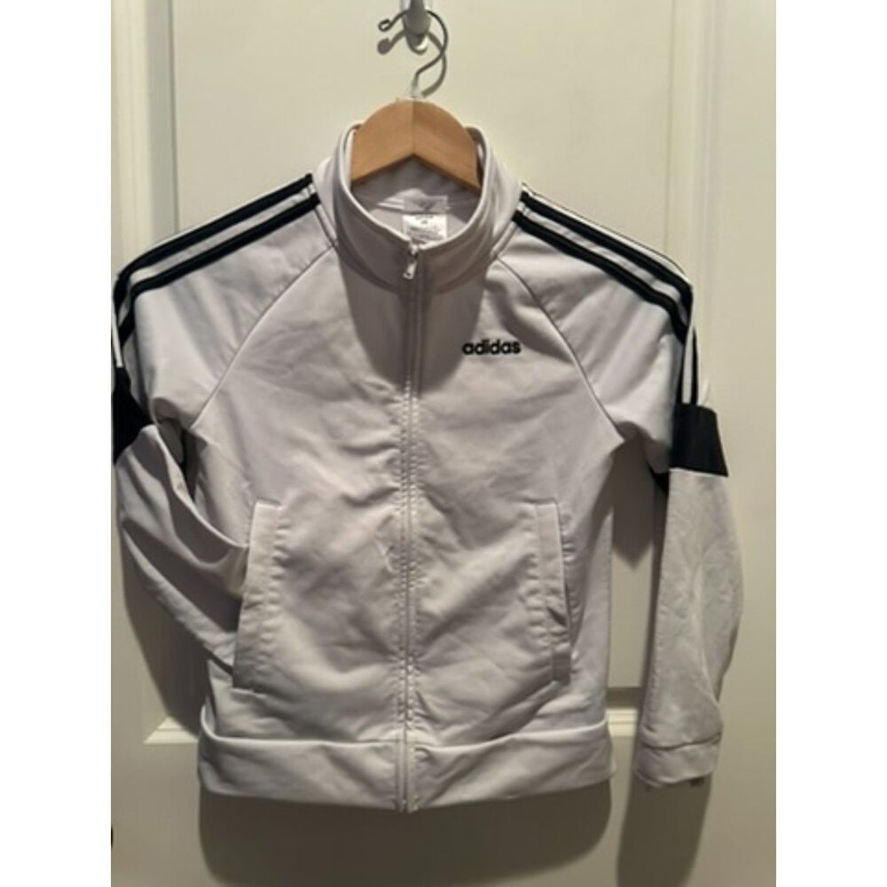 Adidas White with Black Stripe Track Jacket Size 8
